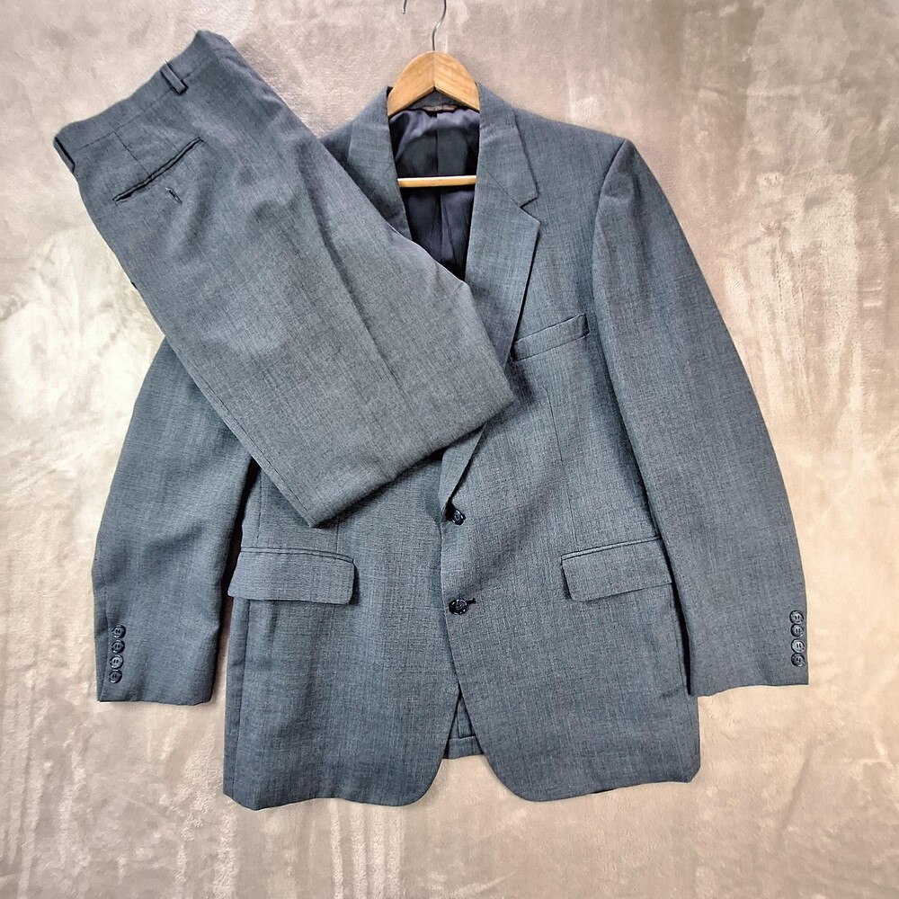Cricketeer 2 Piece Suit Mens 46R Gray Micro Check 2 Button Double Vent